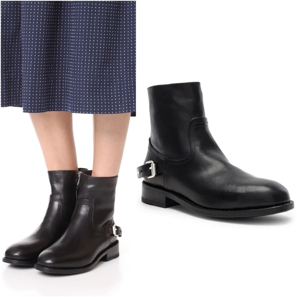 NEW! Rag & Bone Lightly Distressed Smooth Black Oliver Leather Zip Boots